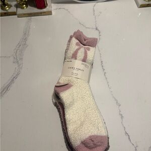Laura Ashley Cream and Pink Casual Socks